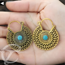 Brass Earring with Turquoise Pendant 228