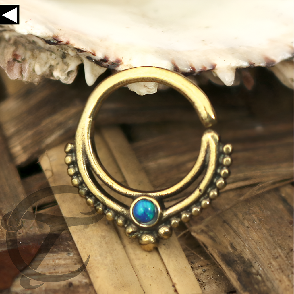Brass Blue Opal Septum Ring