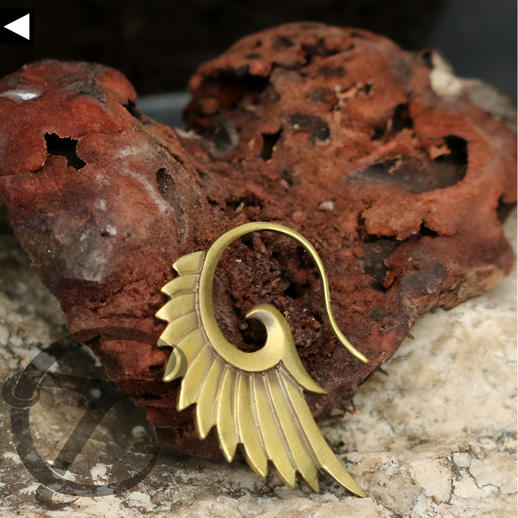 Mini Brass Tribal Wing Earring