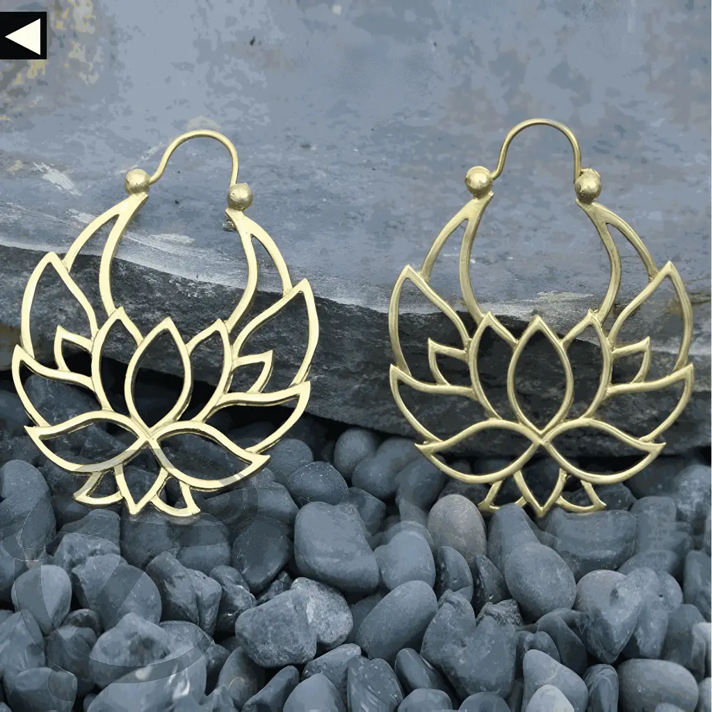 Lotus Flower Brass Earrings