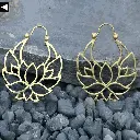 Lotus Flower Brass Earrings