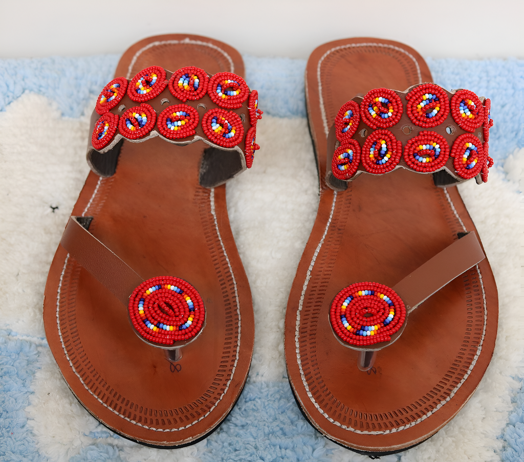 Red Beaded Sandals