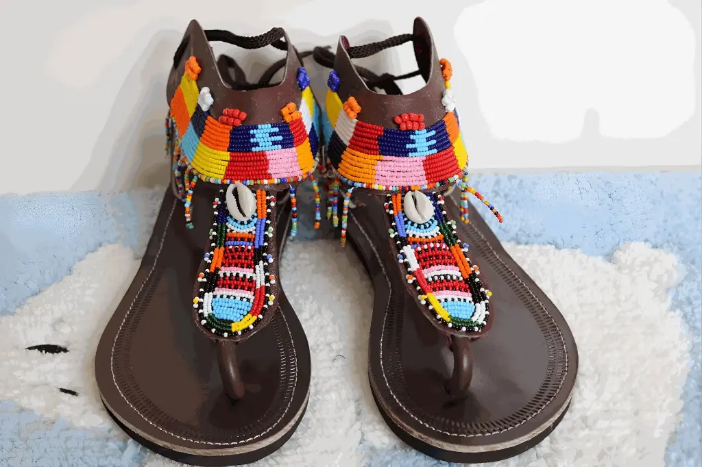 Multi-colored beaded sandals