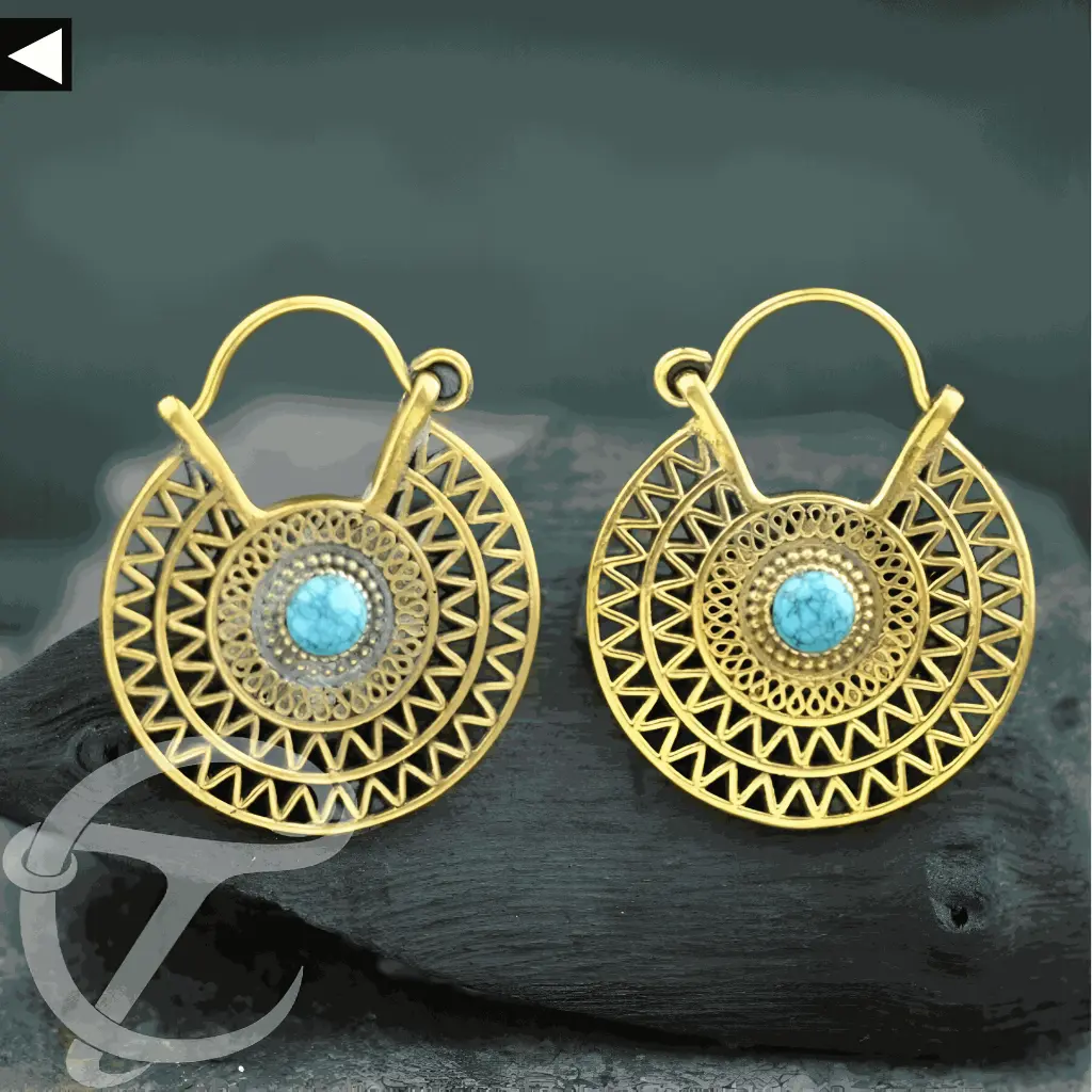 Brass Earring with Turquoise earrings Brass