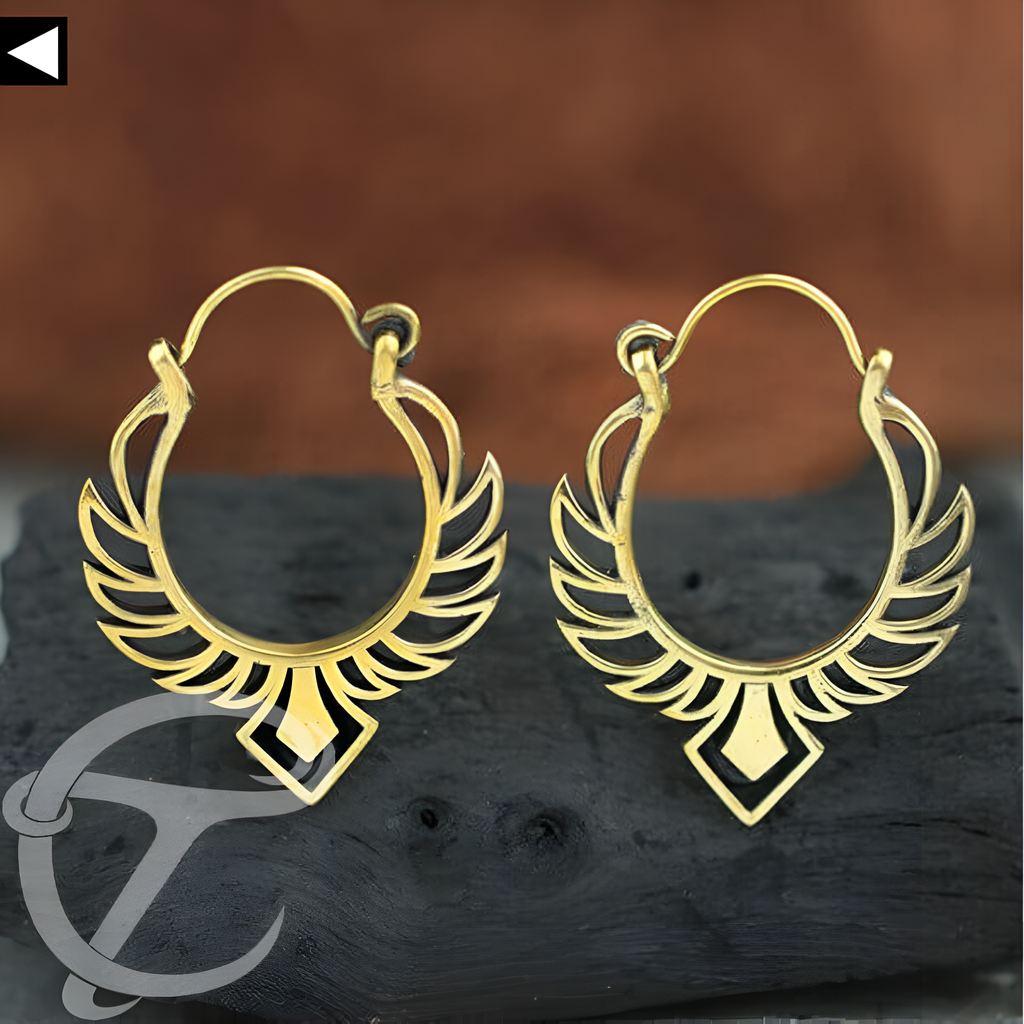Rising Phoenix Brass Earring