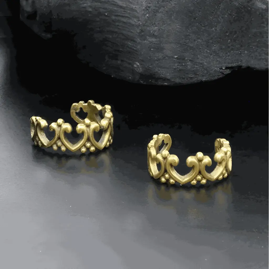 Queen of Hearts Ear Cuff | Dread Lock Bead | Brass