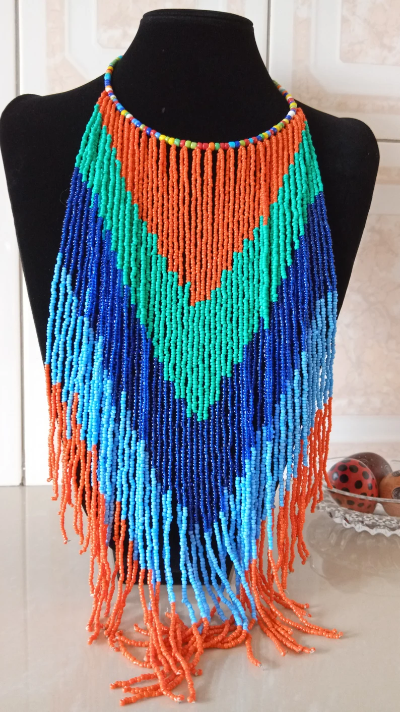 Rainbow Long Beaded Necklace