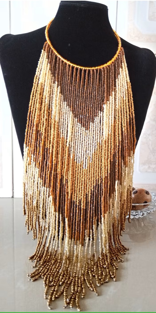 Brown Long Beaded Necklace