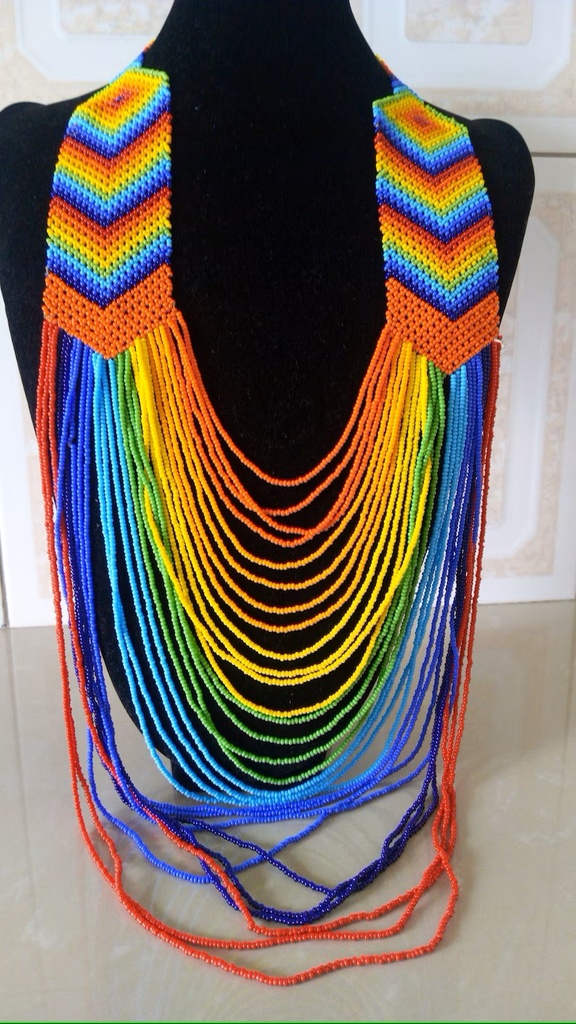 Multi Color Long Beaded Necklace