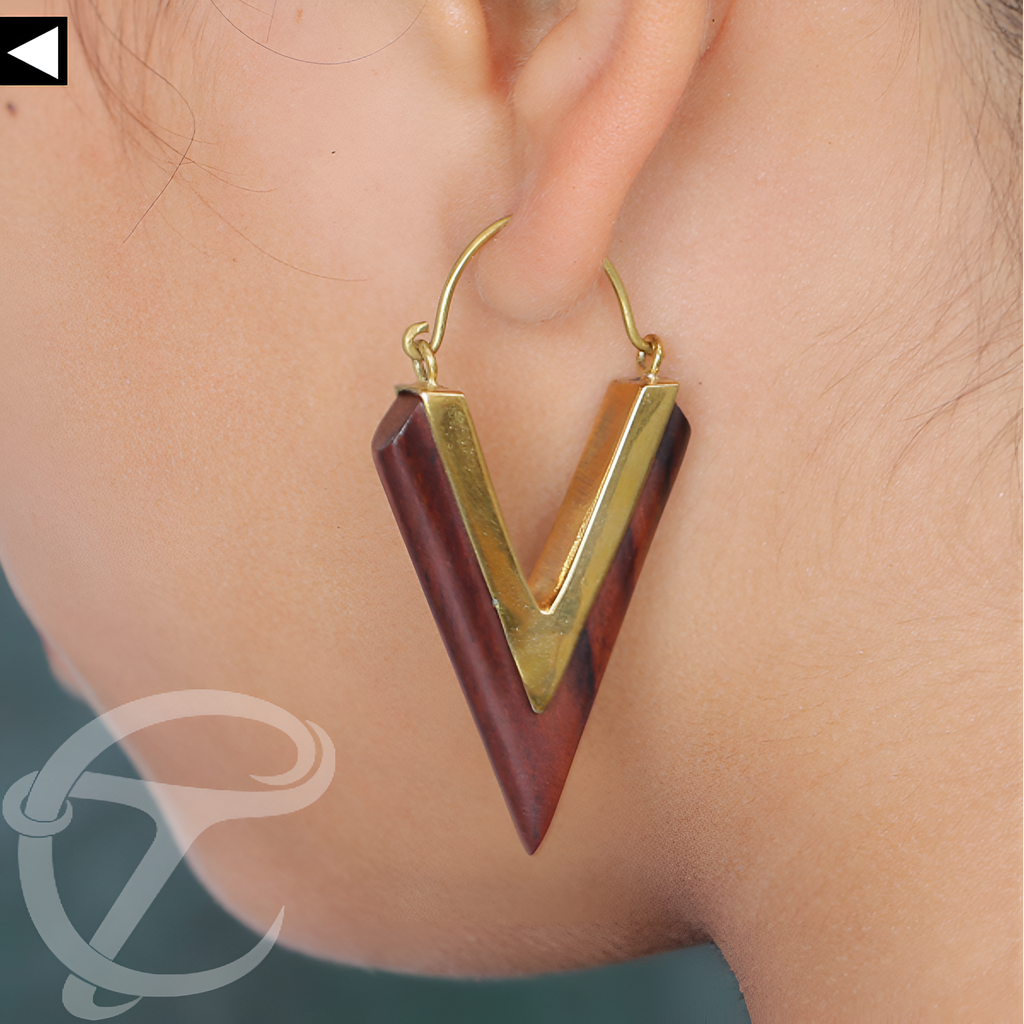 Nara Wood Arrowhead Earring