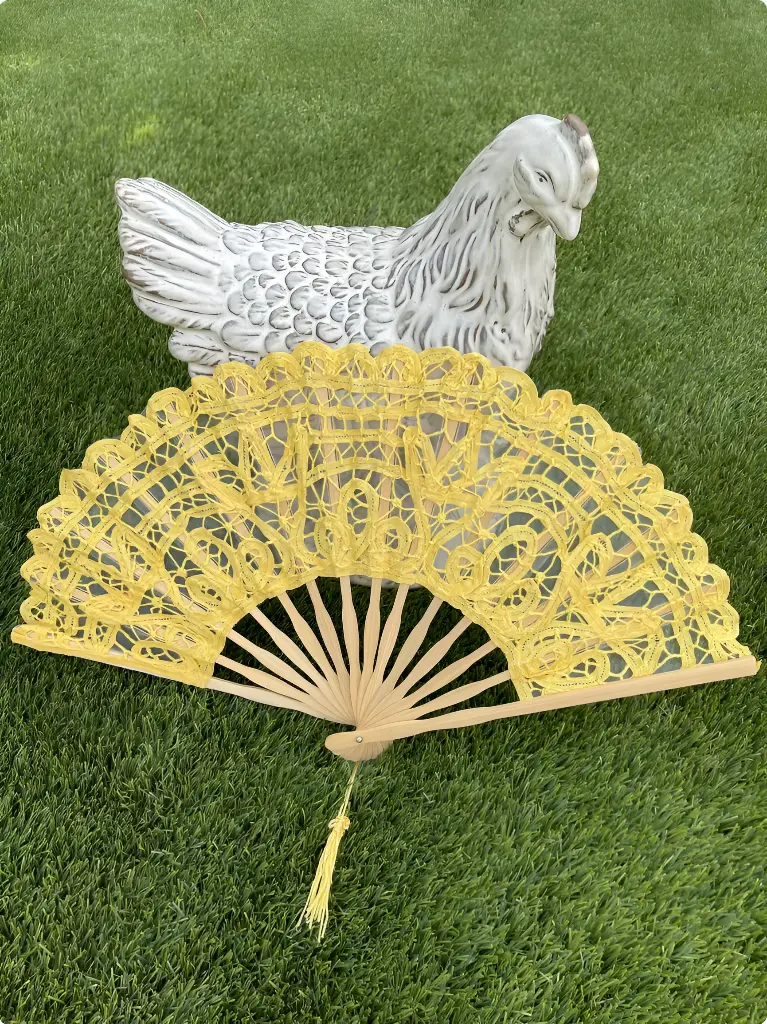 Lace Hand Fan Canary