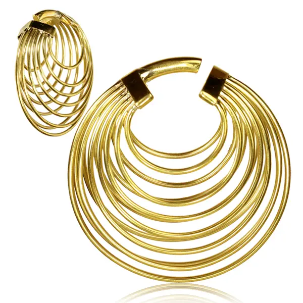 Woven basket gauges pair Brass
