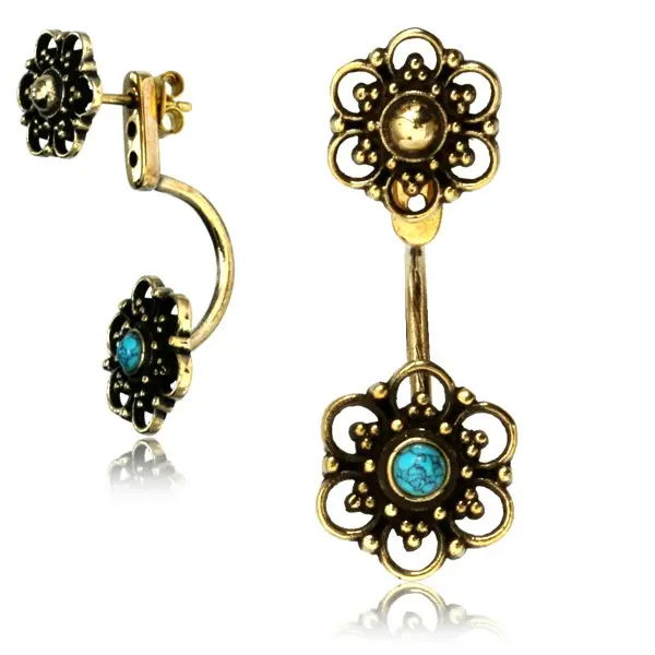 Turquoise & Brass 2in-1 Lotus 