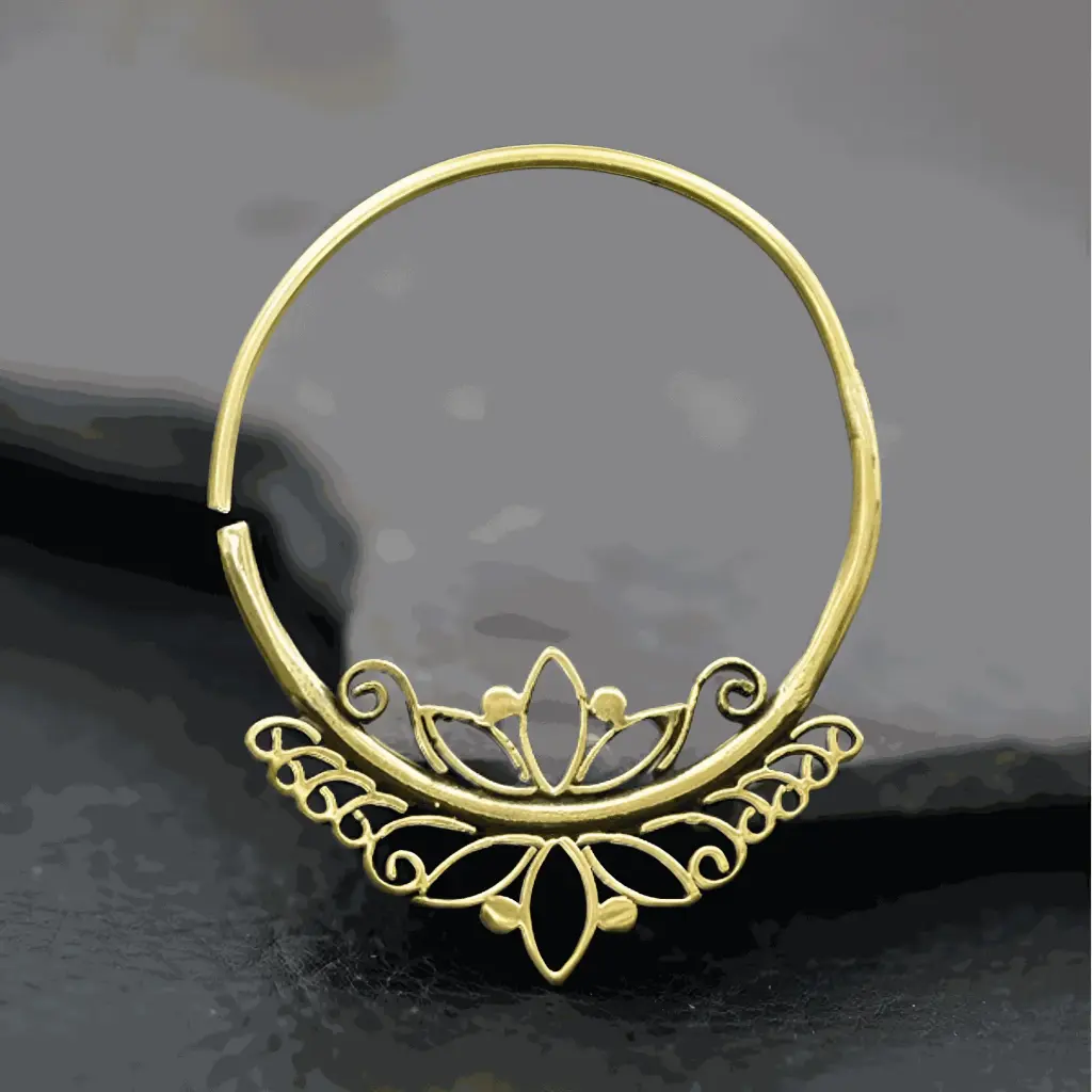 Flower Tribal Brass Earring
