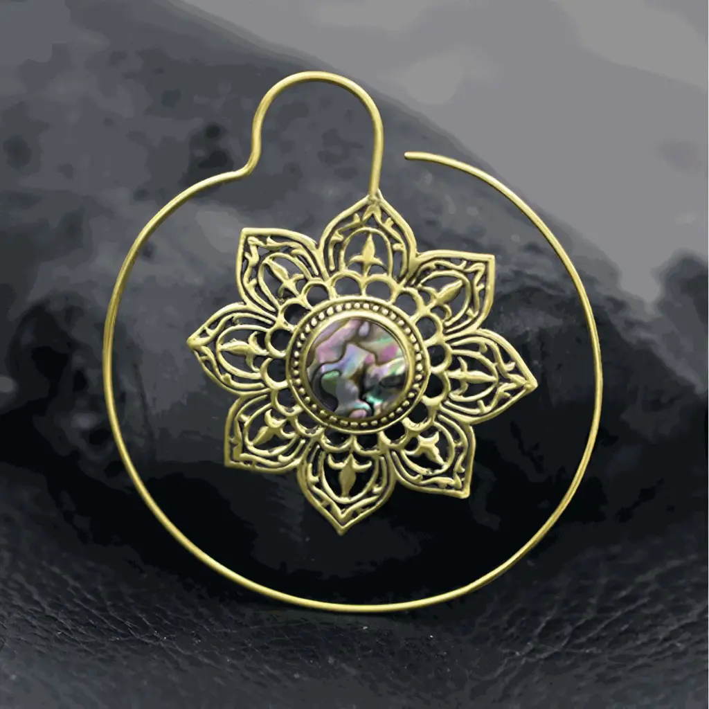 Abalone Inlay Lotus Earring
