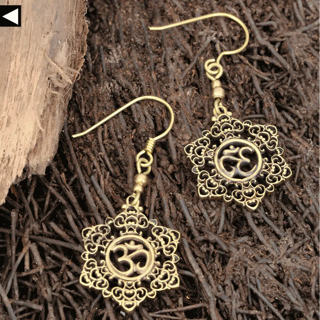 Om Brass Mandala Earrings