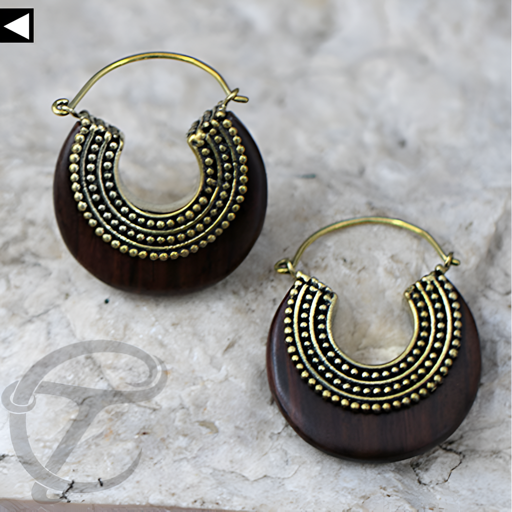 Narra Wood & Brass Earring