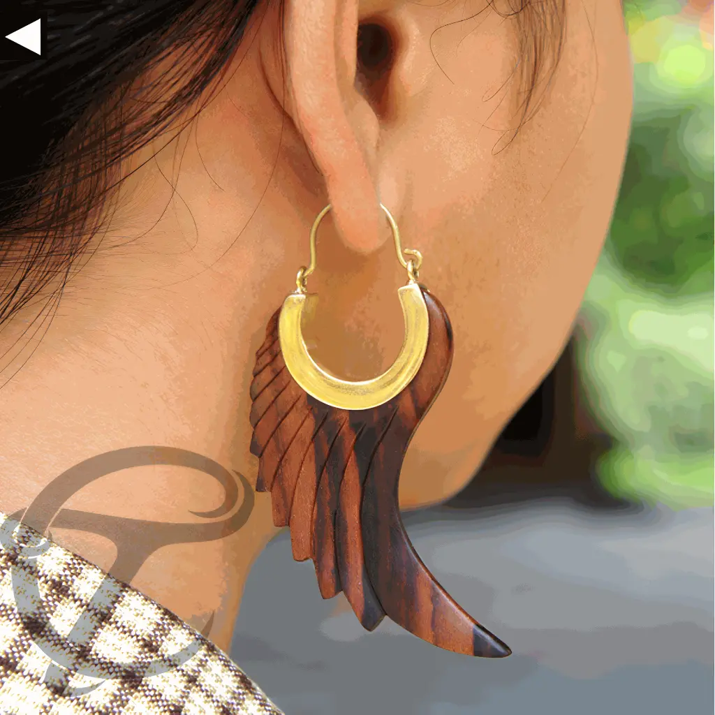 Narra Wood & Brass Earring