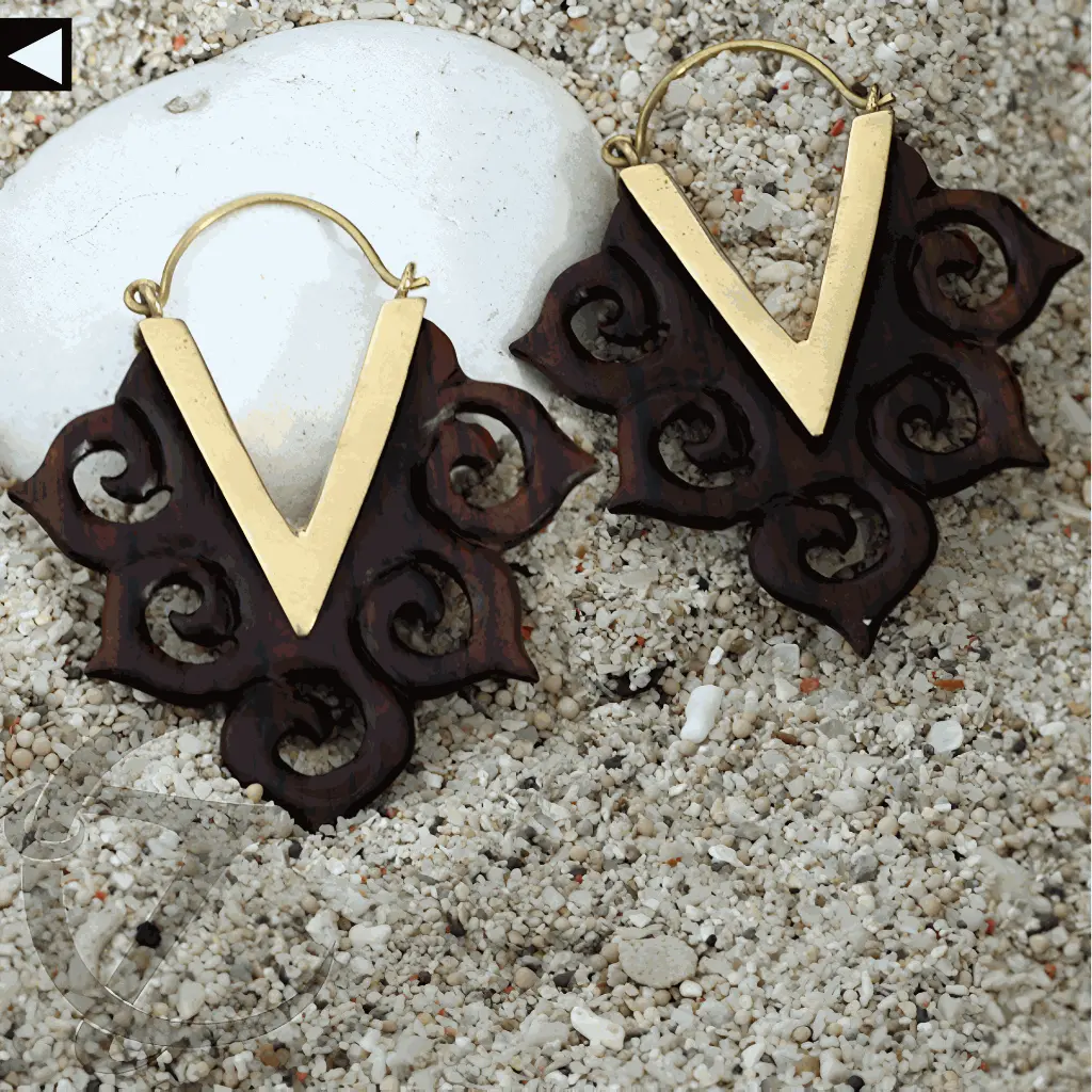 Narra Wood & Brass Earring