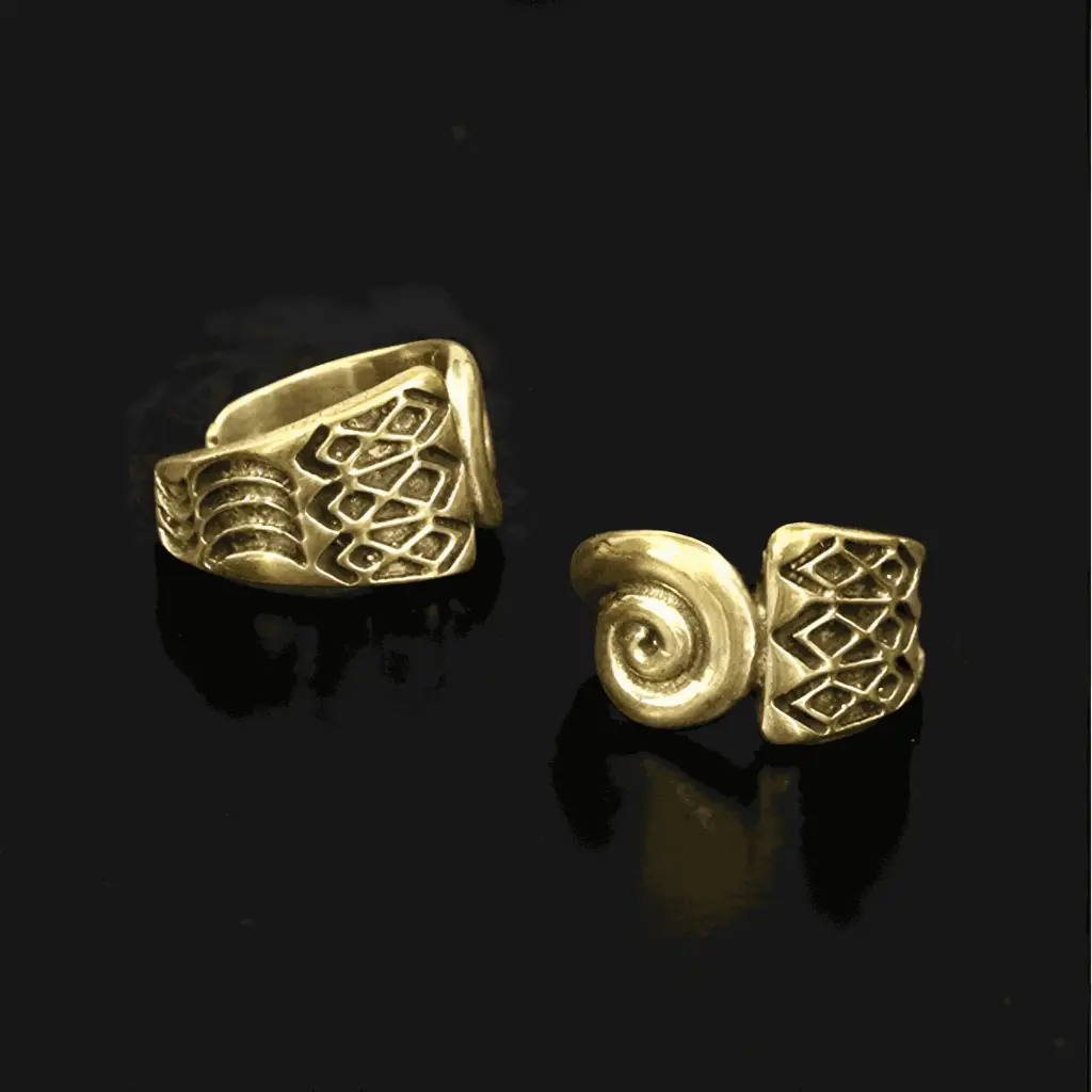 Spiral Ear Cuff | Dread Lock Bead | Brass