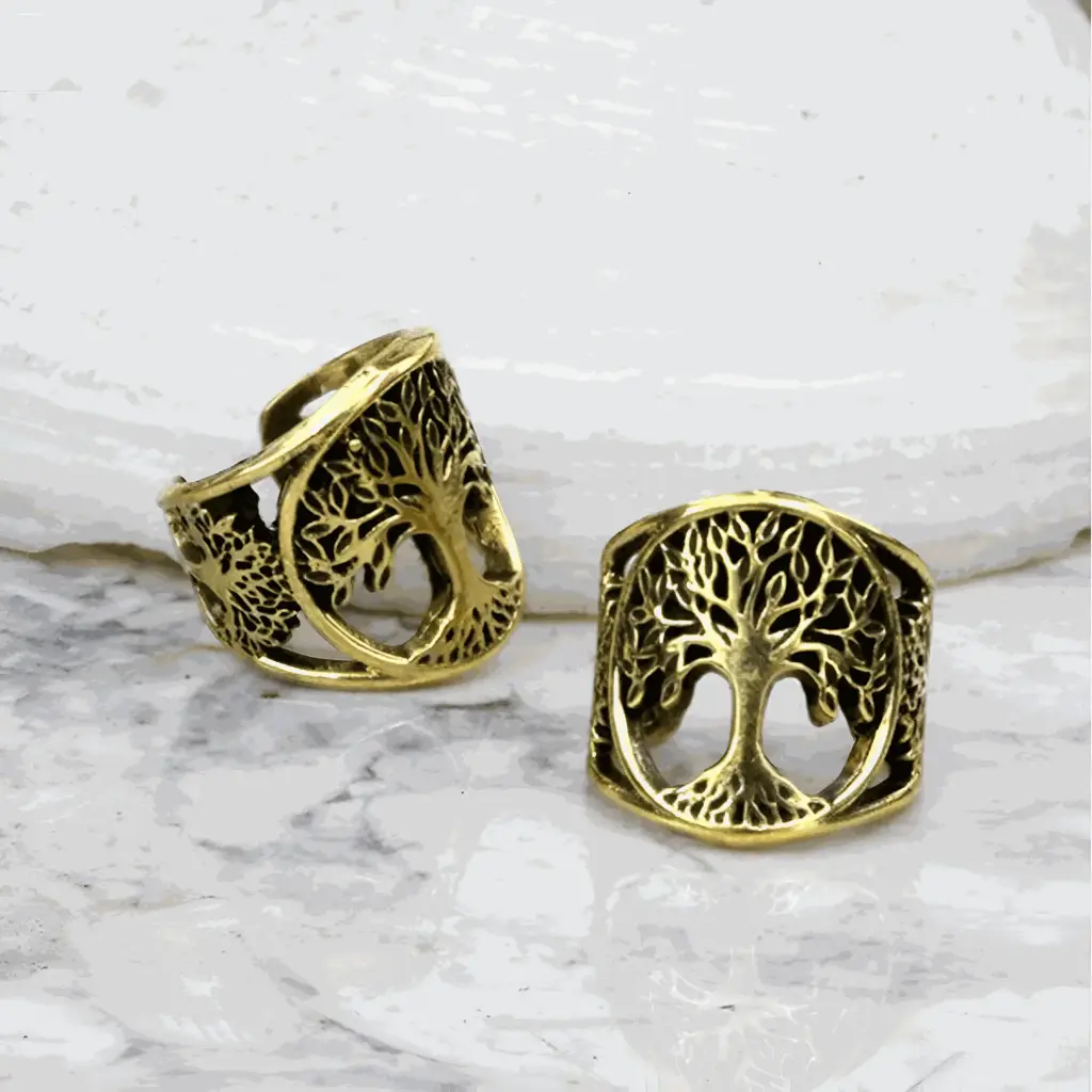 Tree of Life Ear Cuff | Dread  Lock Bead | Brass