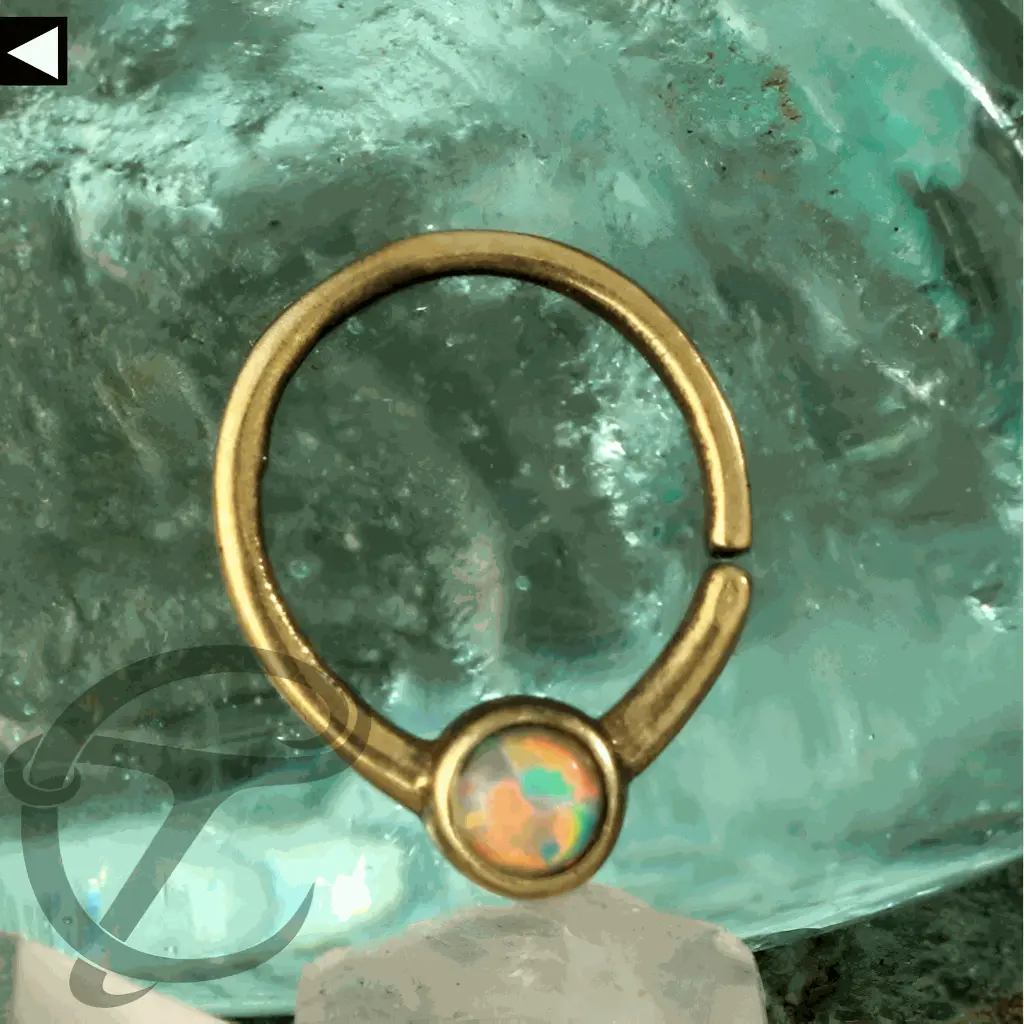 Brass White Opal Septum Ring