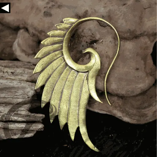 ​	Brass Tribal Wings Earring pair
