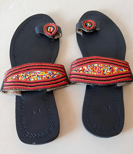 Black Beaded Sandals