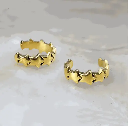 Circle of Stars Ear Cuff / Dread Bead Brass