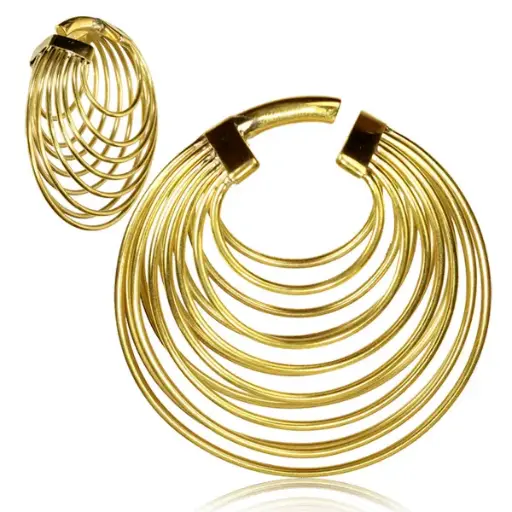 Woven basket gauges pair Brass