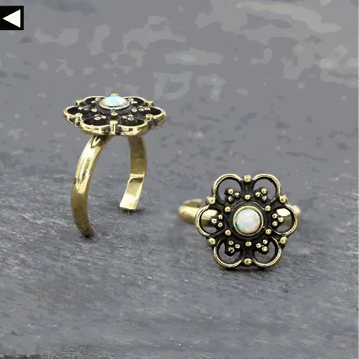 White Opal Toe Ring